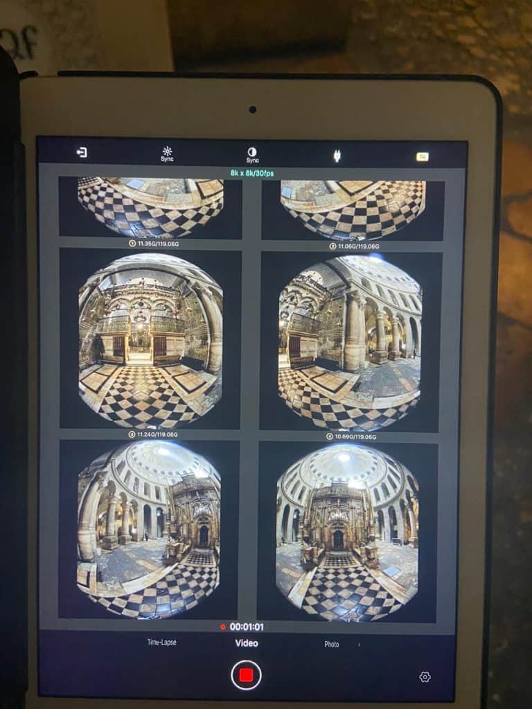 מוניטור טאבלט 6 עיניות למצלמת 360 מתוך פרויקט Jerusalem vr